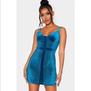 NWT Teal Velvet Bodycon Dress